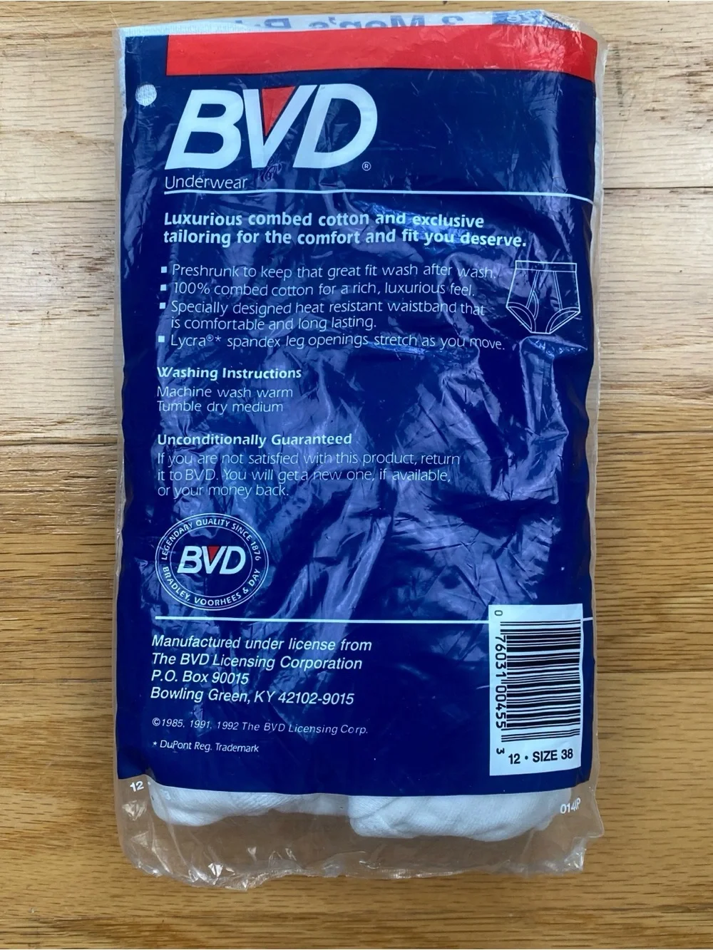 Vintage 1992 BVD 38 Men's Briefs 3 Pack Underwear Tighy Whities Combed Cotton US